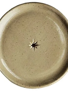Блюдце ручной работы Ладан керамика «Звезда», бежевая, полуфарфор, 10 см