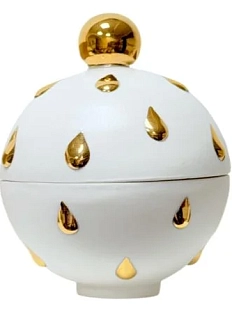 Свеча-шкатулка ручной работы с золотыми каплями, белая, фарфор