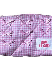 Косметичка ручной работы «Moyen», розовая клетка с бантиками