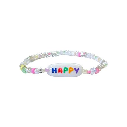 Браслет ручной работы из бисера «Happy», фото 1.