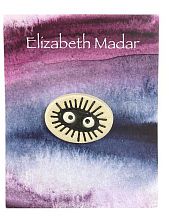 Брошь ручной работы Сусуватари, чёрно-белая, керамика