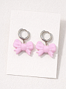 Серьги-конго Радость Рядом «Бантики», розовые, полимерная глина, превью фото 2