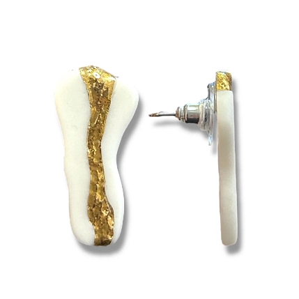 Серьги-гвоздики из фарфора с позолотой, фото 2.