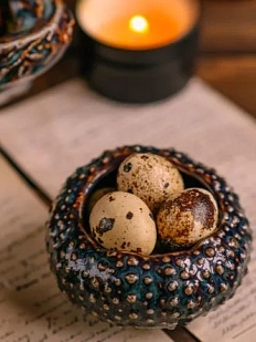 Соусник морской ёж ручной работы VELES «Полночь Волшебства», фарфор, 150 мл