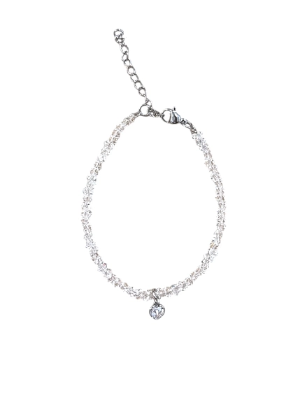 Браслет ручной работы «Heart», алмазное стекло, родированная латунь, фото 2.