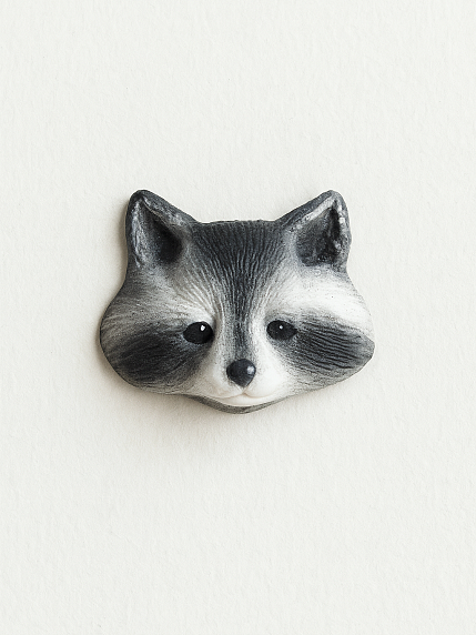 Брошь ручной работы «Енот», полимерная глина, фото 1.