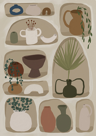 Постер интерьерный «Горшки и вазы», А4
