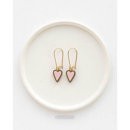 Серьги Сердечки из серии «Преданное сердце», дерево, розовые, фото 2.
