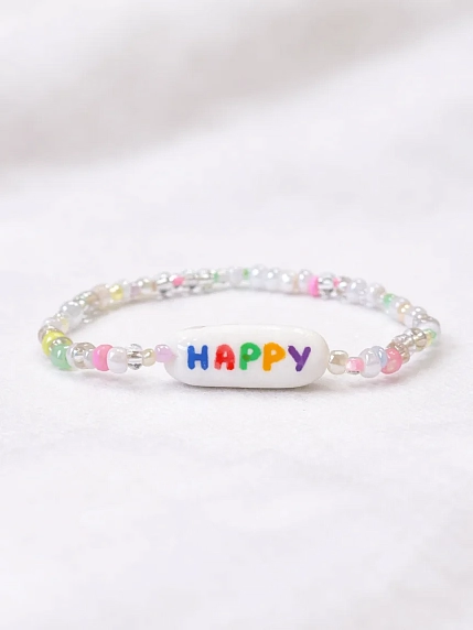 Браслет ручной работы Радость Рядом «Happy», полимерная глина, бисер, фото 1.