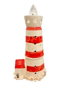 Лампа ручной работы «Маяк красный», керамика