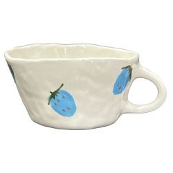 Чашка для чая ручной работы Клубника синяя, керамика, 250 мл