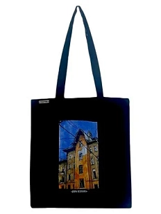 Сумка шоппер с дворами Петербурга «Дом на Лесном проспекте», чёрный
