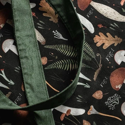 Сумка шоппер «Папоротники и грибы», чёрный, фото 4.