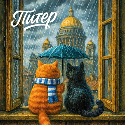 Магнит СОКОЛ (Falcon home) «Котики под зонтом», фото 1.