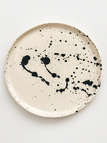 Тарелка ручной работы «Брызги», керамика, 21 см, фото 1.