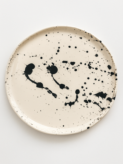 Тарелка ручной работы «Брызги», керамика, 21 см, фото 1.