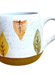 Кружка ручной работы Осенние листья, керамика, 300 мл