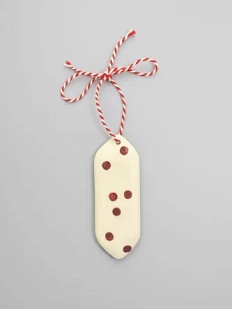 Ёлочная игрушка ММ керамика конфета «Коричневые точки», белая 