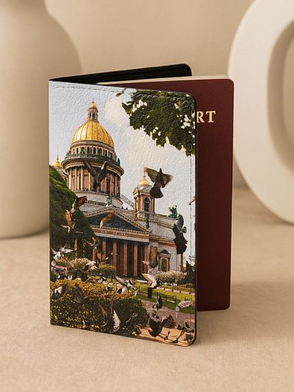 Обложка на паспорт «Исаакиевский собор и голуби», искусственная кожа, фото 2.