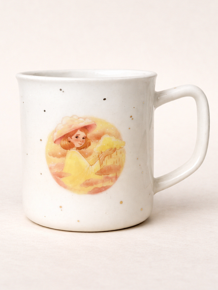 Кружка ручной работы «Рыжая девушка», белая, фарфор, 450 мл, фото 1.
