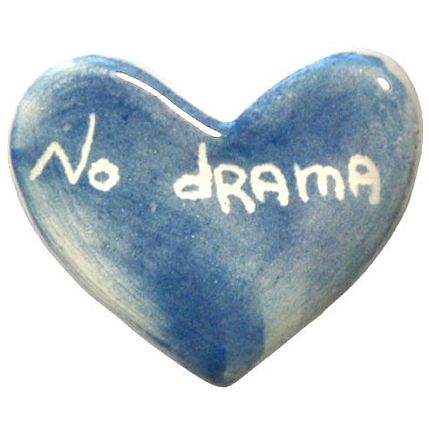 Брошь ручной работы сердечко с разводами No drama, синяя, керамика, фото 1.