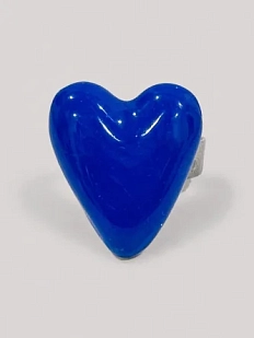 Кольцо ручной работы Радость Рядом «Сердце», тёмно-синее, полимерная глина, незамкнутое