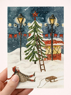 Открытка DARI DARI на Новый год «Санки», А6