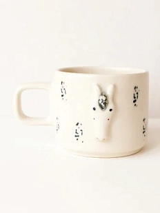 Кружка ручной работы Мария Гордеева с фигуркой Лошадка с узорами, полуфарфор, 250 мл