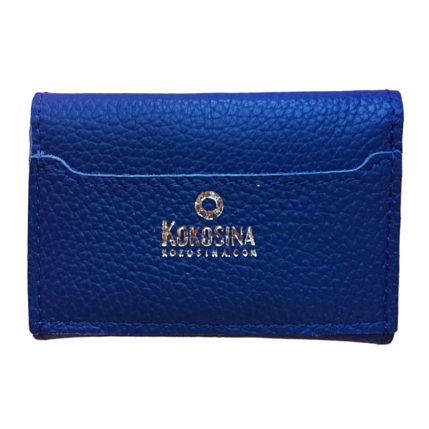Cкладной кошелек-визитница ручной работы, Kokosina bags, натуральная кожа, синий, фото 3.
