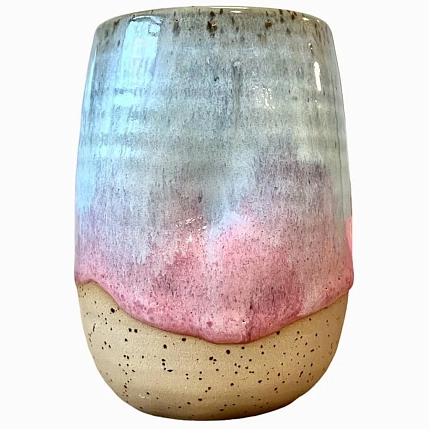 Стакан ручной работы «Переливы», розово-голубой, керамика, 400 мл, фото 2.