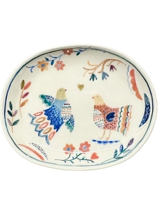 Тарелка ручной работы «Птички», полуфарфор, 15 см