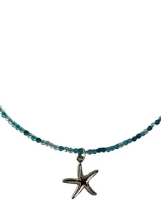 Чокер ручной работы из хрустального стекла с подвеской-ракушкой, бирюзовый