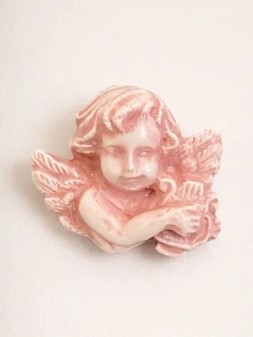 Брошь ручной работы Elizabeth Madar Ангел, розовая, керамика