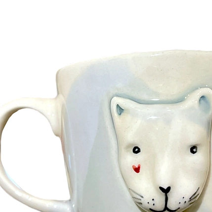 Кружка ручной работы Мария Гордеева с фигуркой «Кот», керамика, с разводами, 250 мл, фото 2.
