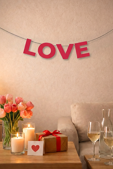 Бумажная гирлянда из букв Магия букв «Love», красная, картон, 240 г/м², фото 3.