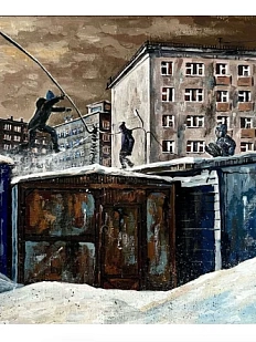 Открытка «Весело по крышам», положительно сцвет, 13 х 13 см