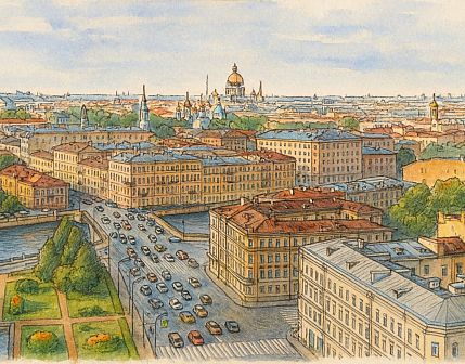 Обложка на студенческий билет «Панорама Питера», экокожа, фото 1.