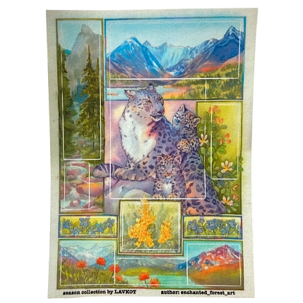 Стикерпак Лавкот «Снежные барсы. Весна», А6, фото 1.