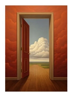 3D Стикер на телефон «Дверь в небо», красный, объёмный