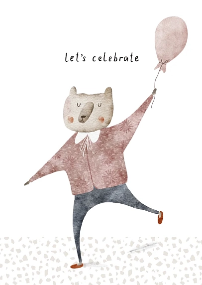 Постер интерьерный Оксана Степова с медведем «Let's celebrate», А3, фото 1.