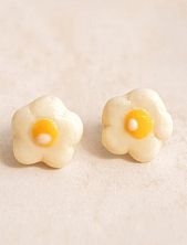 Серёжки-гвоздики Радость Рядом «Ромашки маленькие», полимерная глина, белые