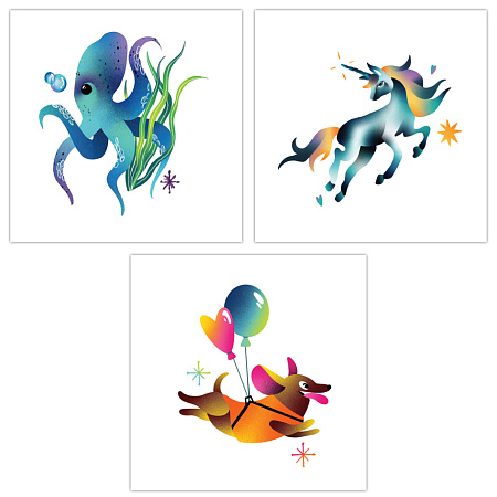 Набор открыток «Единорог, осьминог и собака»
