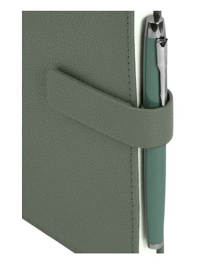 Подарочный набор с ежедневником «President» и ручкой, зелёный, фото 3.
