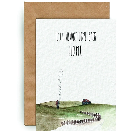 Открытка ЙЕТТИ «Let's always come back home», белая, А6, фото 2.