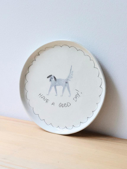 Тарелка ручной работы Ладан керамика «Have a good day», 20 см, фото 2.