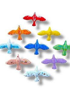 Брошь ручной работы «Птичка» в ассортименте, разноцветная, керамика