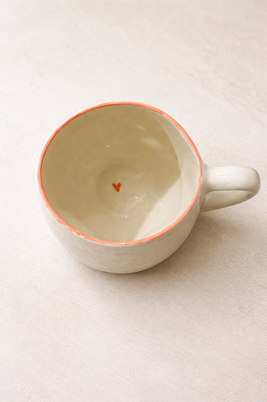 Кружка ручной работы мятая Hands in clay «Сегодня только по любви», розовая, керамика, 400 мл, фото 2.