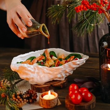 Глубокая тарелка устрица ручной работы VELES «Звезда Элендиля», фарфор, 680 мл, фото 1.