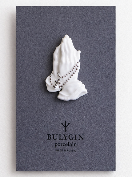 Брошь ручной работы Bulygin «Молитва», бело-серебристая, фарфор, фото 2.