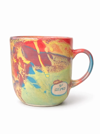 Кружка ручной работы Тата вытворяет/NF ceramics «Доброе b**at утречко», разноцветная, 400 мл, фото 2.